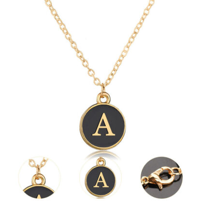 Купить Korean Style Women Gift Pendants Jewelry Gold Plated Chain Round Alloy Enamel Letter Charm Necklace