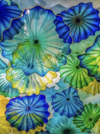 Купить Fireplace Decoration Flower Lamps Arts American Mouth Blown Murano Glass Plates Wall Art Blue Green Yellow Lighting