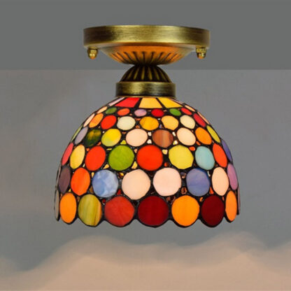 Купить European retro ceiling lighting hanging Tiffany stained glass chandelier aisle corridor balcony small ceiling light colorful bar lamps TF015