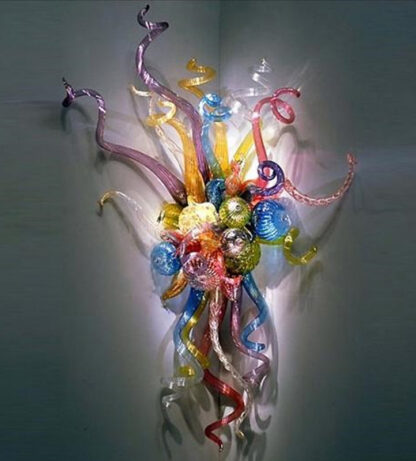 Купить Fancy Art Lamp Multicolor Flower Sconce Modern Style LED Lights handmade Blown Glass Wall Lamps