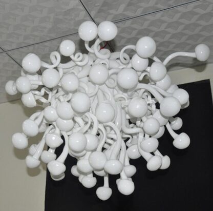 Купить Lamp Murano Chandelier Hanging Ceiling Light Frosted White Mushroom Pendant Lamps Handmade Blown Glass Italian Chandeliers