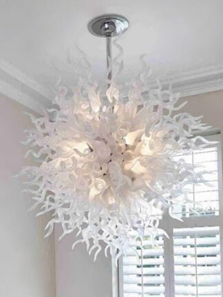 Купить Flush Mount White Blown Lamps Chandelier Lighting Zhongshan LED Circle Pendant Light Murano Glass Chandeliers Ceiling