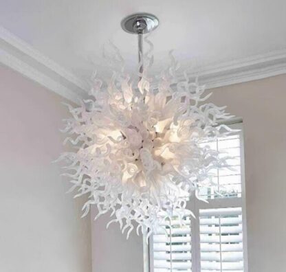 Купить Flush Mount White Blown Lamps Chandelier Lighting Zhongshan LED Circle Pendant Light Murano Glass Chandeliers Ceiling