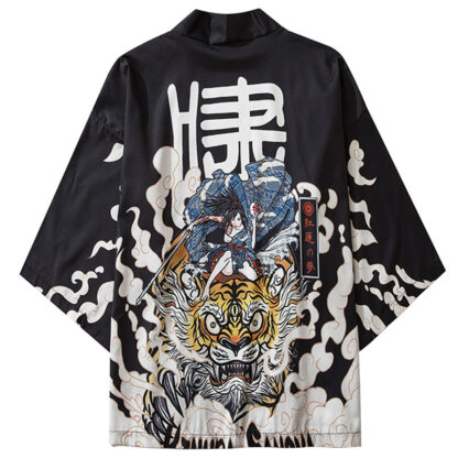 Купить Januarysnow Japanese Kimono Jacket Tiger Samuri Harajuku 2020 Hip Hop Men Japan Style Streetwear Jacket Summer Thin Clothing Loose Kimono