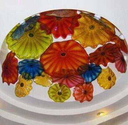 Купить Large Glass Art Decorative Ceiling Lights Multicolor Italian Blown Glass Plates Chandelier Lighting Murano Glass Flush Mounted Ceiling Light