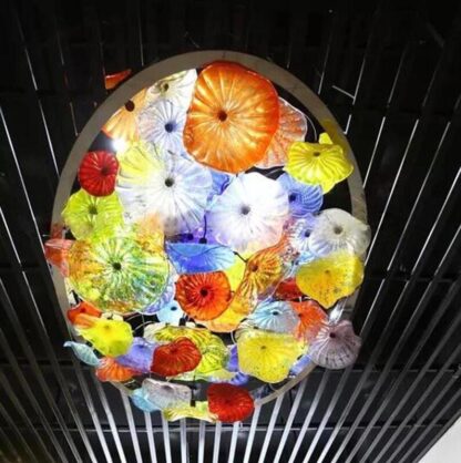 Купить Lights High Quality Italian Design Ceiling Lighting Plates Art Light Colored Murano Blown Glass Flower Chandelier for Home Decor