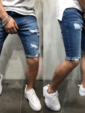 Купить Januarysnow Mens Denim Chino Shorts Super STRETCH Skinny Slim Summer Half Pant Cargo Jeans