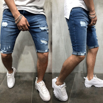 Купить Januarysnow Mens Denim Chino Shorts Super STRETCH Skinny Slim Summer Half Pant Cargo Jeans