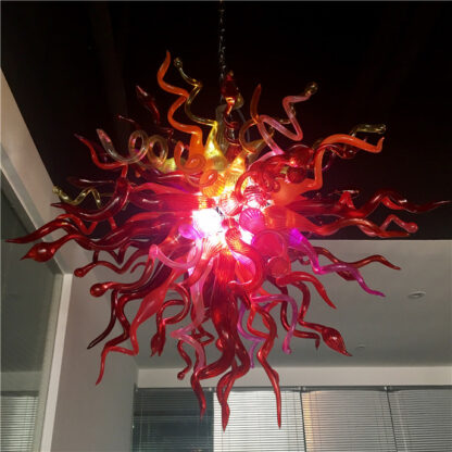 Купить Lamps Red Glass Chandelier Light Style Hand Blown LED Pendant Lighting Dining Living Room Lights