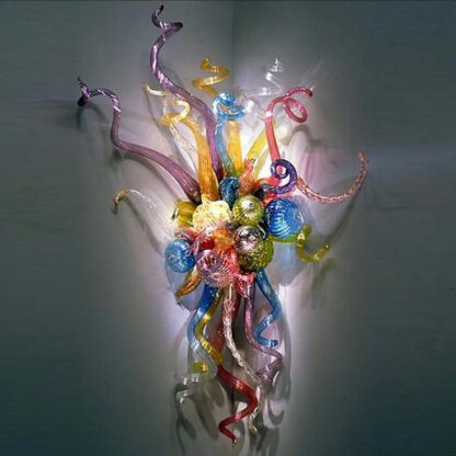 Купить 100% Mouth Blown Lamp LED Bulbs Lamps Glass Design Art Flower Wall Sconces