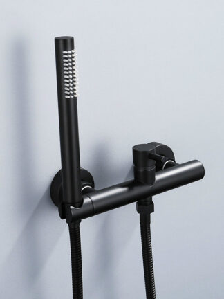 Купить Shower Faucet Black & Chrome Bathroom Simple Handheld Bath Shower Head Wall Mounted Hot and Cold Water Mixer