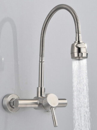 Купить Stainless Steel material Wall Mounted Kitchen sink mixer faucet With free rotation hose mixer water Tap
