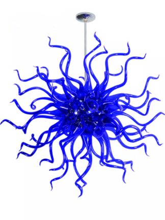 Купить Lamps Modern Art Chandeliers Lighting Blue Color Hand Blown Glass Crystal Chandelier LED Hanging Pendant Light for Living Dining Room