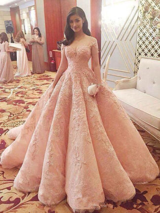 Купить New Blush Luxury Prom Dresses Vestidos De Fiesta Sheer Neckline Off Shoulders Lace Appliques Beaded A-line Quinceanera