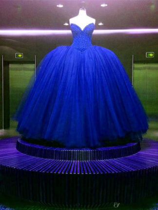 Купить Wedding Dress Fully Crystal Beaded Bodice Corset Royal Blue Ball Gowns Customized Made Shiny Bridal Dress vestido longo de renda