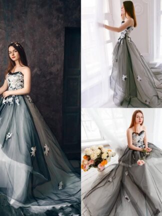 Купить 2020 Modest White and Black Wedding Dresses Sweep Train Sweetheart Applique A-Line Tulle Country Bridal Gowns Vestido De Noiva Custom Made