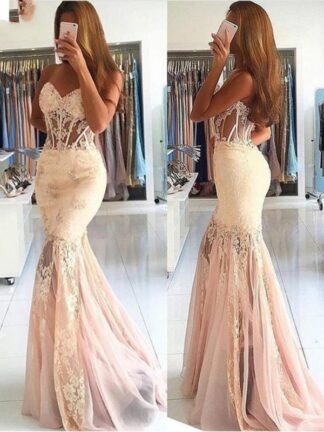 Купить 2022 See Through Prom Dresses Mermaid Sweetheart Tulle Lace Beaded Party Maxys Long Gown Evening Robe De Soiree