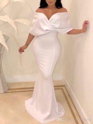 Купить New Dubai White Off The Shoulder Evening Dresses Mermaid Cape Sleeve Floor Length Formal Occasion Prom Party Custom made