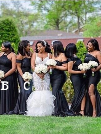 Купить 2020 Sexy African Split Bridesmaid Dresses Mix Style Plus Size Long Maid Of Honor Prom Gowns