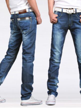 Купить Light Blue Men Jeans Male Feet Pants Menswear Straight Han Edition Cultivate One'S Morality Leisure Trousers