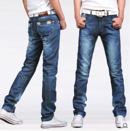 Купить Light Blue Men Jeans Male Feet Pants Menswear Straight Han Edition Cultivate One'S Morality Leisure Trousers