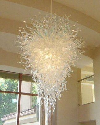 Купить Lamps Modern White Crystal Chandeliers Light LED Lights Source Home Decoration Handmade Blown Glass Long Chandelier