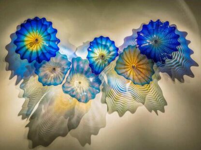 Купить Blue Colored Lamps Modern Hand Made Wall Lighting Murano Glass Abstract Art Light