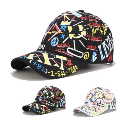 Купить New Summer Handwriting Letters Designer Baseball Cap Snapback Hats Unisex Black White Style Hat for Men Women Hats
