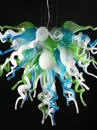 Купить Ocean Mist Series Blown glass chandelier in blues and greens Twisted and Tiered Glass LED Murano Glass Chandelier Lighting
