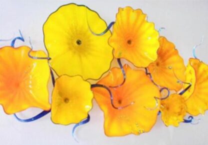 Купить Flower Plates Lamps Creative Bold Yellow Hallway Elegant Hotel Decoration Murano Glass Hanging Indoor Lightings