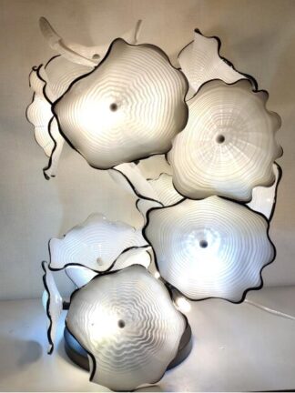 Купить High Quality Murano Plates Floor Lamps Flower Design Glass Art Sculpture Standing Lamp Modern Decor in White Color