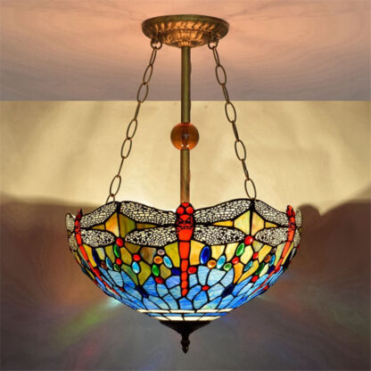 Купить American blue dragonfly glass chandelier lighting living room dining room bedroom hanging lamp Tiffany stained glass pendant lampsTF005