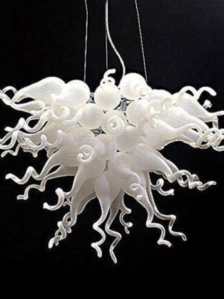 Купить Handmade Blown Lamp Chandeliers Modern White Pendant Lamps Italy Custom Glass Hanging LED Lighting for Home Decoration