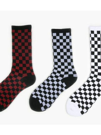 Купить Januarysnow Harajuku Trend Women Men Checkerboard Socks Geometric Checkered Socks Men Hip Hop Cotton Unisex Streetwear Novelty Socks
