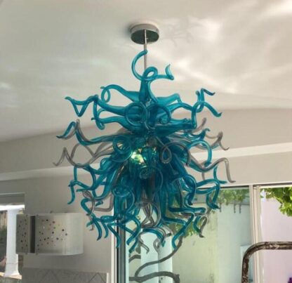 Купить Lamp Magnificent Turquoise Blue Decoration Chandeliers LED Light Source Hand Blown Glass Chandelier Lamps for Living Room