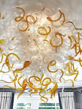 Купить Italian Hand Blown Glass Ceiling Light Leaf Design LED Art Chandeliers Dining Room Bedroom Ceiling-Lighting for House Decoration