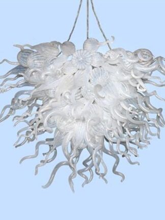 Купить Contemporary Art Decor Handmade White Glass Hanging Chain Chandelier Hand Blown Glass Crystal Chandelier on Sale