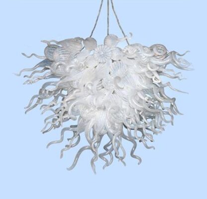 Купить Contemporary Art Decor Handmade White Glass Hanging Chain Chandelier Hand Blown Glass Crystal Chandelier on Sale