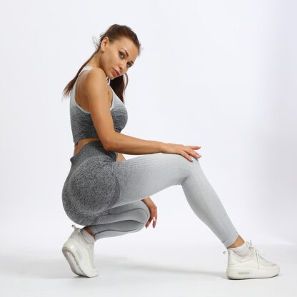Купить February Gradient Seamless Yoga Set Suit Female Mesh Workout Clothes Gym for Women Leggings Sports Bra Breathable Sportwear Woman Yoga