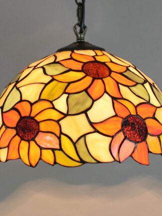 Купить Sunflower pattern chandelier Stained Glass white European retro childrens living room chandelier bedroom kitchen fairy light can be customiz