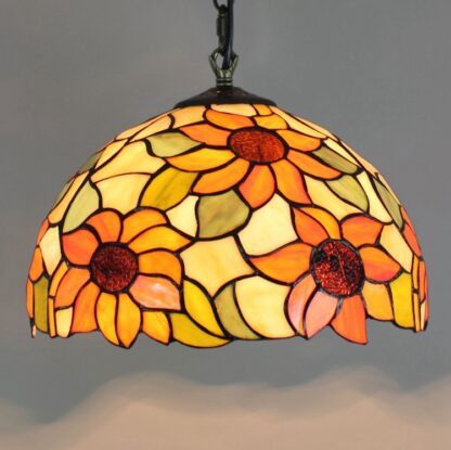 Купить Sunflower pattern chandelier Stained Glass white European retro childrens living room chandelier bedroom kitchen fairy light can be customiz