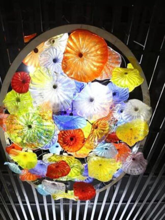 Купить Lamps Residential Ceiling Lighting Italian Hand Blown Plates Art Light Colored Shade Murano Glass Flower Chandelier for Home Decor