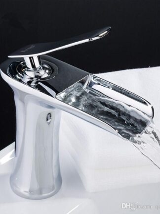 Купить Waterfall Bathroom Faucet Single handle Basin Mixer Tap Bath Antique Faucet Brass Sink Water Crane Silver