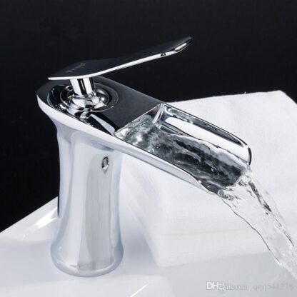 Купить Waterfall Bathroom Faucet Single handle Basin Mixer Tap Bath Antique Faucet Brass Sink Water Crane Silver