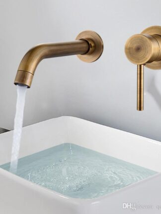 Купить Modern Brass Wall Basin Mixer Tap Bathroom Sink Faucet Swivel Spout Bath Tap Single Lever White Lavatory Sink Mixer Crane