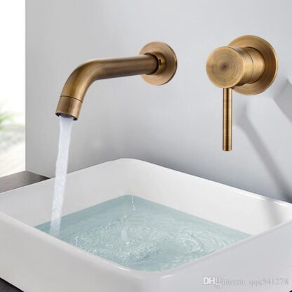 Купить Modern Brass Wall Basin Mixer Tap Bathroom Sink Faucet Swivel Spout Bath Tap Single Lever White Lavatory Sink Mixer Crane