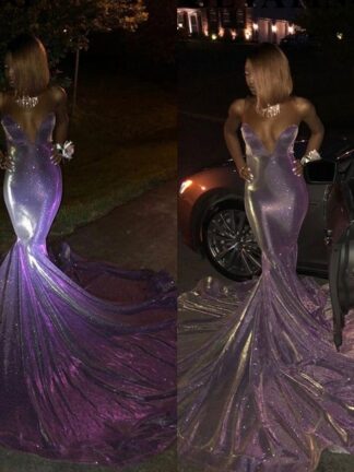 Купить Sexy Reflective Prom Dresses 2020 Sweetheart Mermaid Long Lavender African Plus Size Evening Gowns