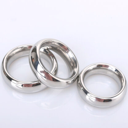 Купить 9 5mm thickness 40mm 45mm 50mm size male penis ring stainless steel help erection delaying time weight ring scrotum ring sex toys men