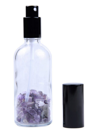 Купить Natural Gemstone Chips 100ml Clear Glass Bottles Spray Refillable Perfume Atomizer Travel Portable Black Cap P234