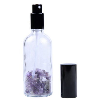 Купить Natural Gemstone Chips 100ml Clear Glass Bottles Spray Refillable Perfume Atomizer Travel Portable Black Cap P234